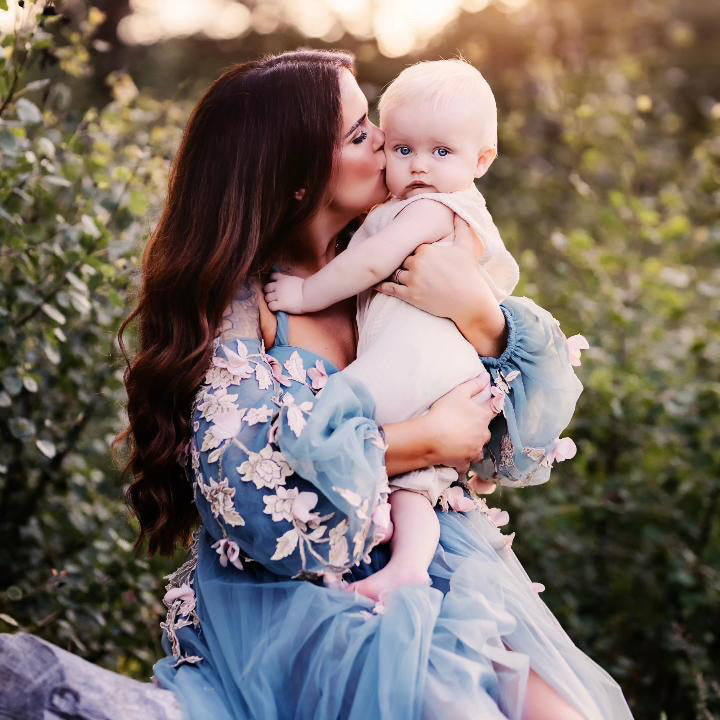 Wunderschönes Umstandskleid mit langen Ärmeln für Fotoshootings, Fotografie-Kleid für Fotosessions YW231001