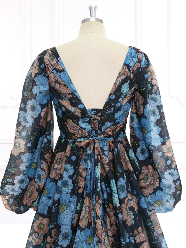 Organza Seersucker Floral Print Prom Dress ,Photoshoot Dress