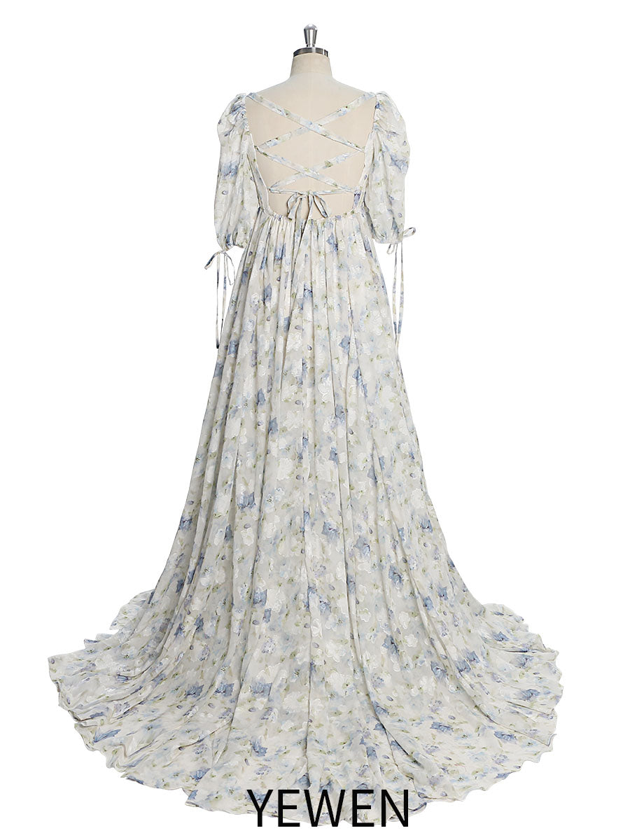 Bezauberndes Chiffonkleid mit Blumendruck / Kleid für die Hochzeit im Hawaii-Stil / Kleid für eine Strandparty / Blumenkleid für Eventparty YW231031 