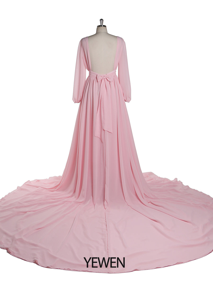 Elegant Long Sleeve Party Dress Backless Cocktail Evening Dress Photography Dress YD211106