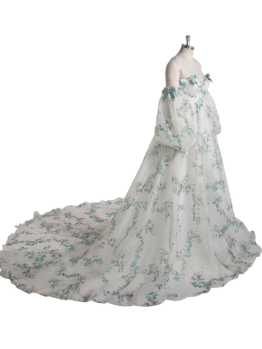 Stylish Printed Matrenity Gown for PhotoShoot,  Pregnancy Baby Shower Dress