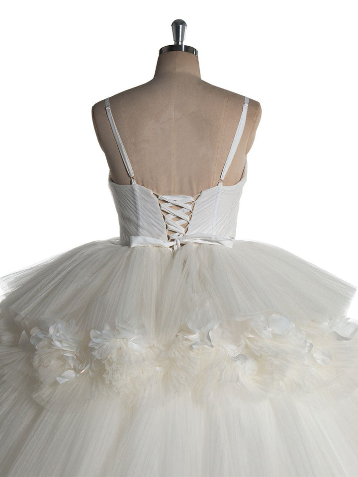 Off Shoulder , Floor Length, Layered Ruffles, Ball Gown Elegant Wedding Dress