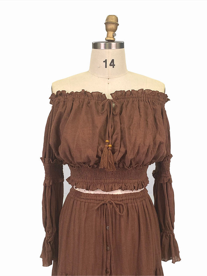 Two Pieces Set Dress , Adjustable Waist ,Woman Boho Photo Shoot Dresses