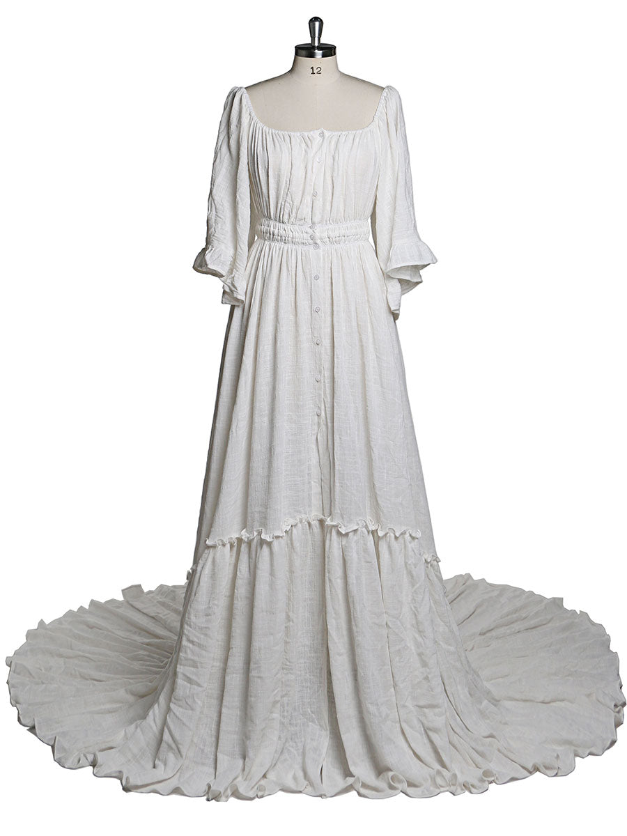 Abendkleider mit ausgestellten Ärmeln und Stretch-Ausschnitt, Fotografie-Kleid, Babyparty-Kleid für Schwangere, YEWEN 2021 YD21829