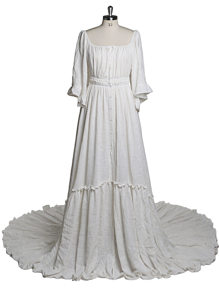 Abendkleider mit ausgestellten Ärmeln und Stretch-Ausschnitt, Fotografie-Kleid, Babyparty-Kleid für Schwangere, YEWEN 2021 YD21829