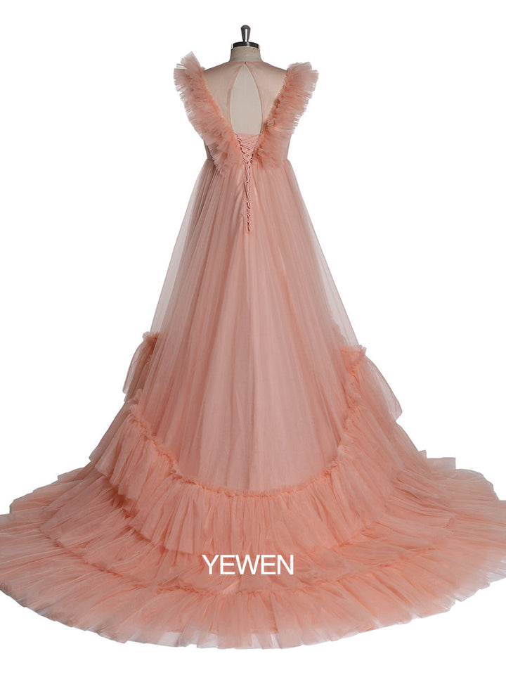 Ärmelloses Maxi-Umstandskleid, plissiert, rückenfrei, Ballkleid, Partykleid 