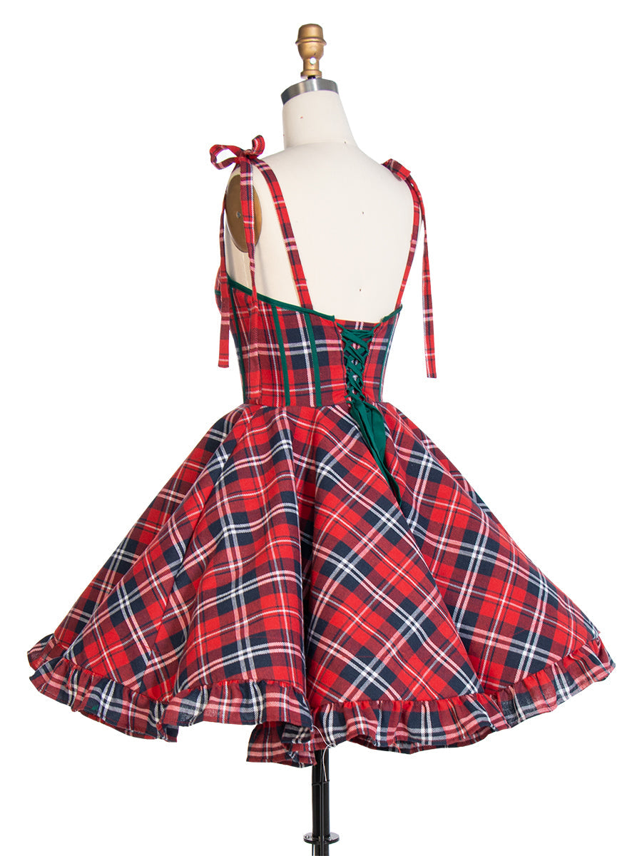Vintage Weihnachten Plaid Kleid A-Linie Party Tartan Kleider YW243106 
