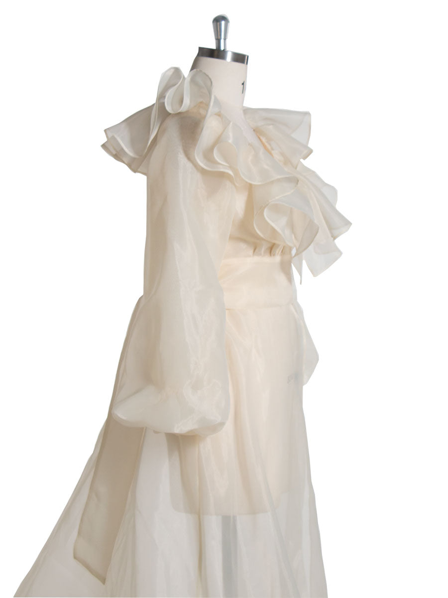 cream maternity photoshoot dress