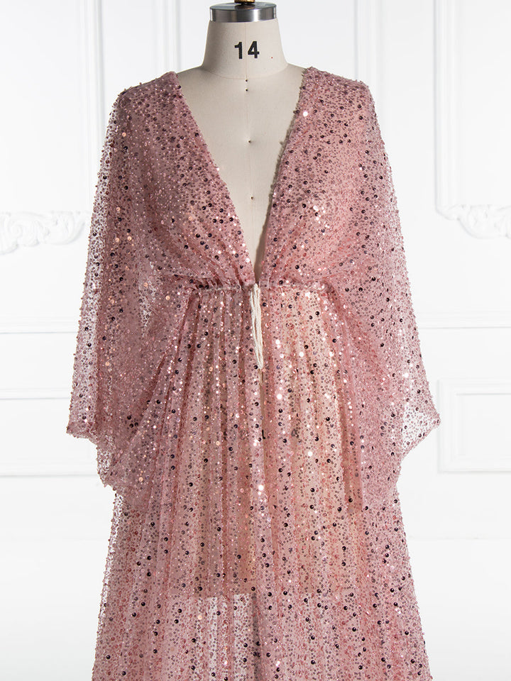 Umstandskleid mit goldenen Pailletten und Perlen für Fotoshootings, Stretch-Taille, Schwangerschaftsfotografie, Robe, Babyparty-Kleid YD21820 