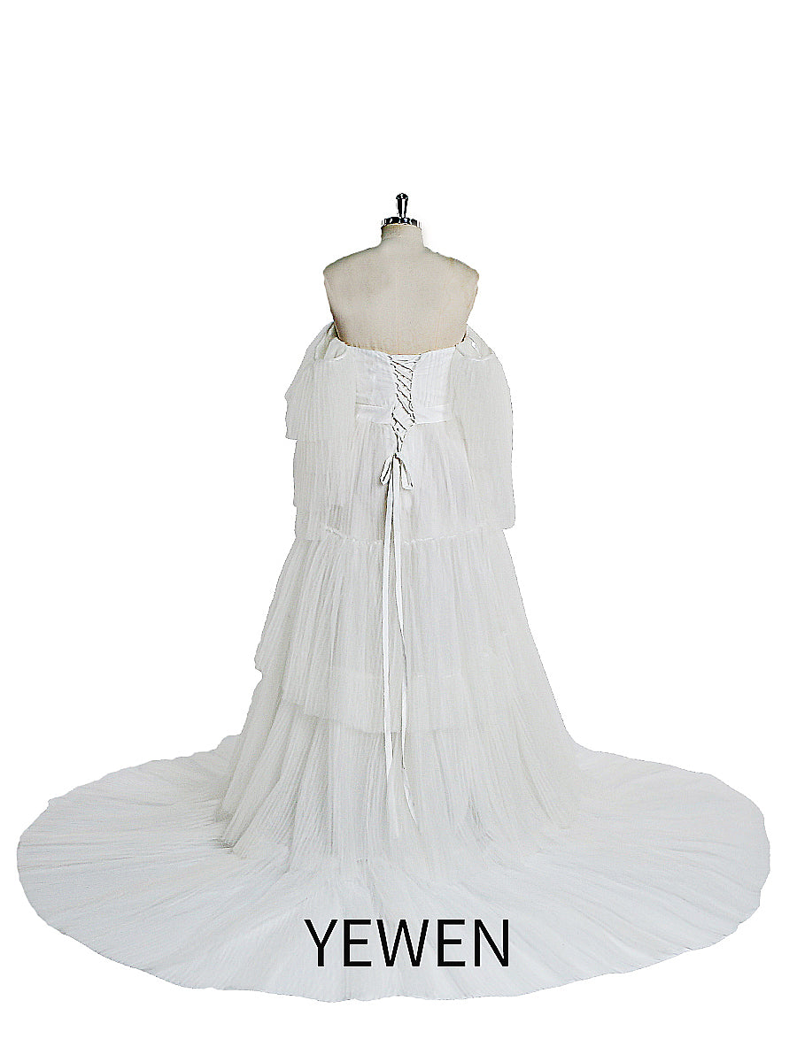Sexy schulterfreies Umstandskleid mit Rüschen und Schnürung, Abendkleid für Fotoshootings, YW2051 