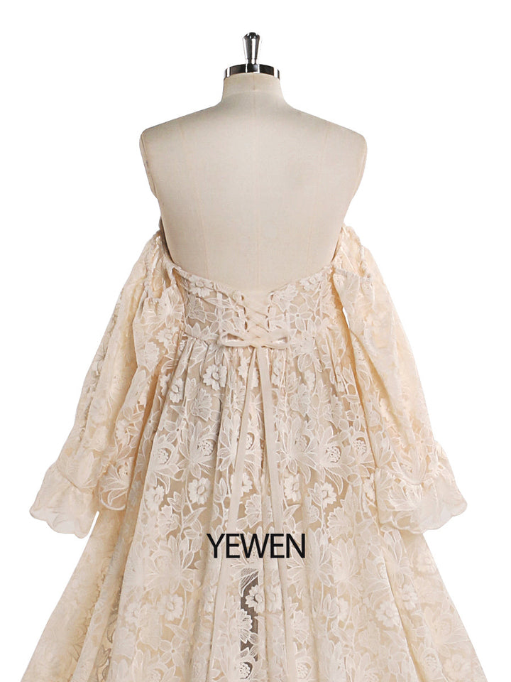 Elegantes Umstandskleid aus Spitze für Fotoshootings, schulterfreies Maxikleid, ausgefallene Fotografie-Requisiten, YEWEN YW220701