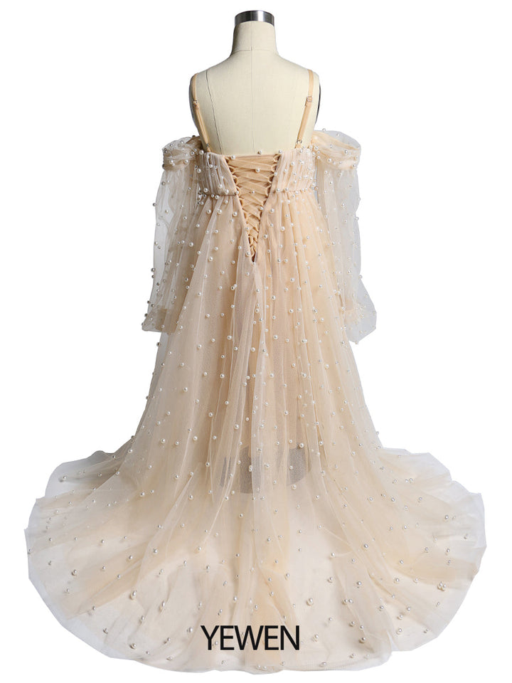 Tüll Perlen Mädchen Kleid für Fotoshooting Kinder Party Ballkleid Blumenmädchenkleider Kinder Partykleid für Hochzeit 