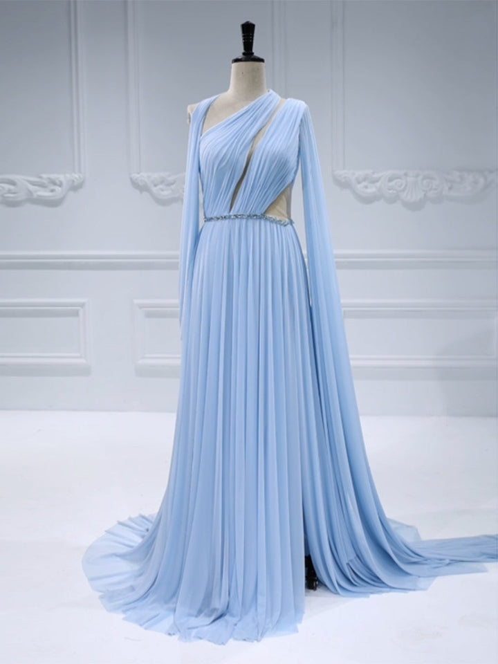 Elegant Cape Sleeve, A Line, Prom Dresses, Soft Mesh, Formal Gown
