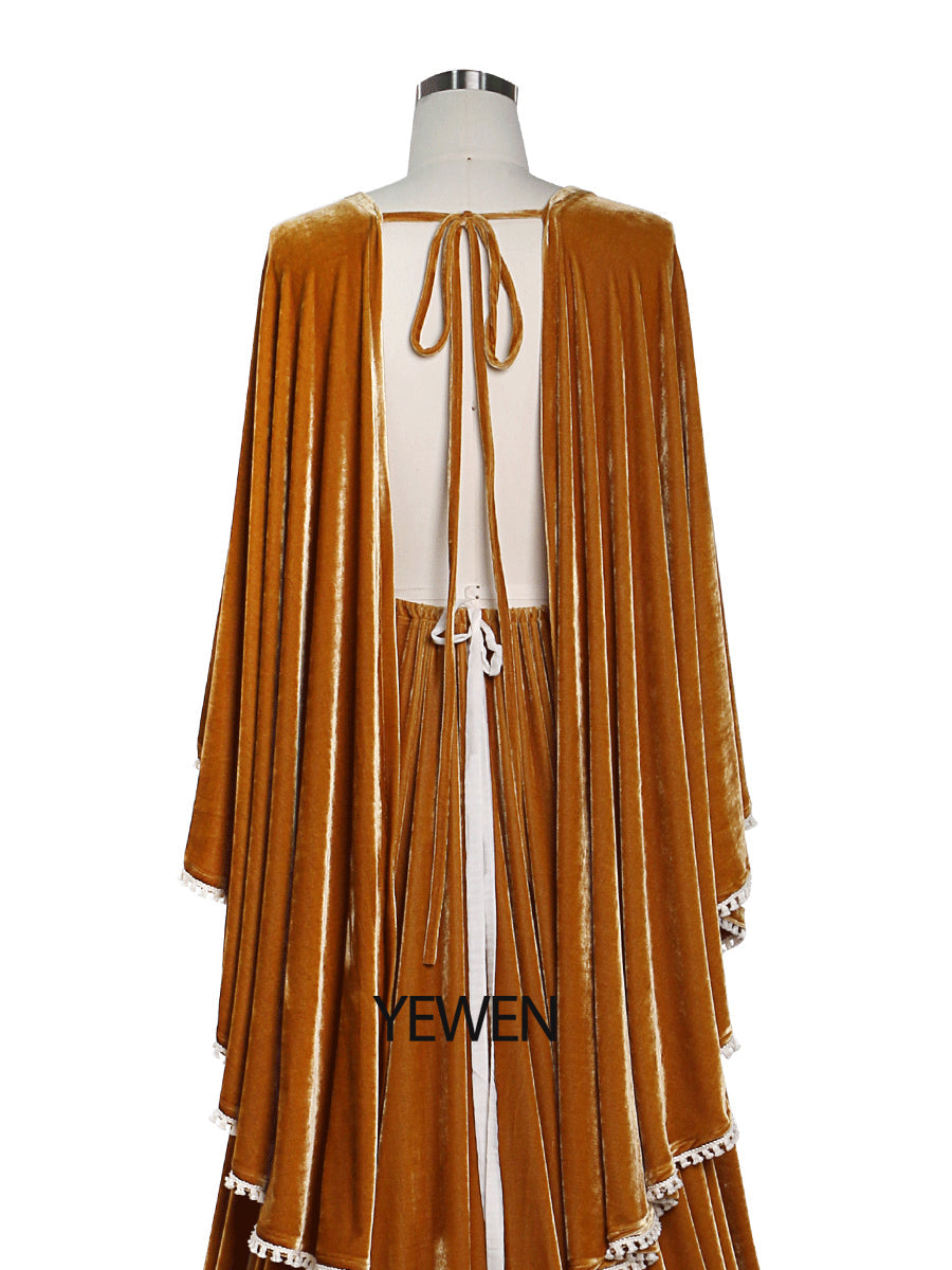 Stretch-Samt-Boho-Kleid mit langen Ärmeln, magisches Kleid für besondere Momente, Fotoshootings, Kleid YEWEN YW220818 