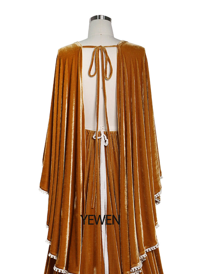 Stretch-Samt-Boho-Kleid mit langen Ärmeln, magisches Kleid für besondere Momente, Fotoshootings, Kleid YEWEN YW220818 