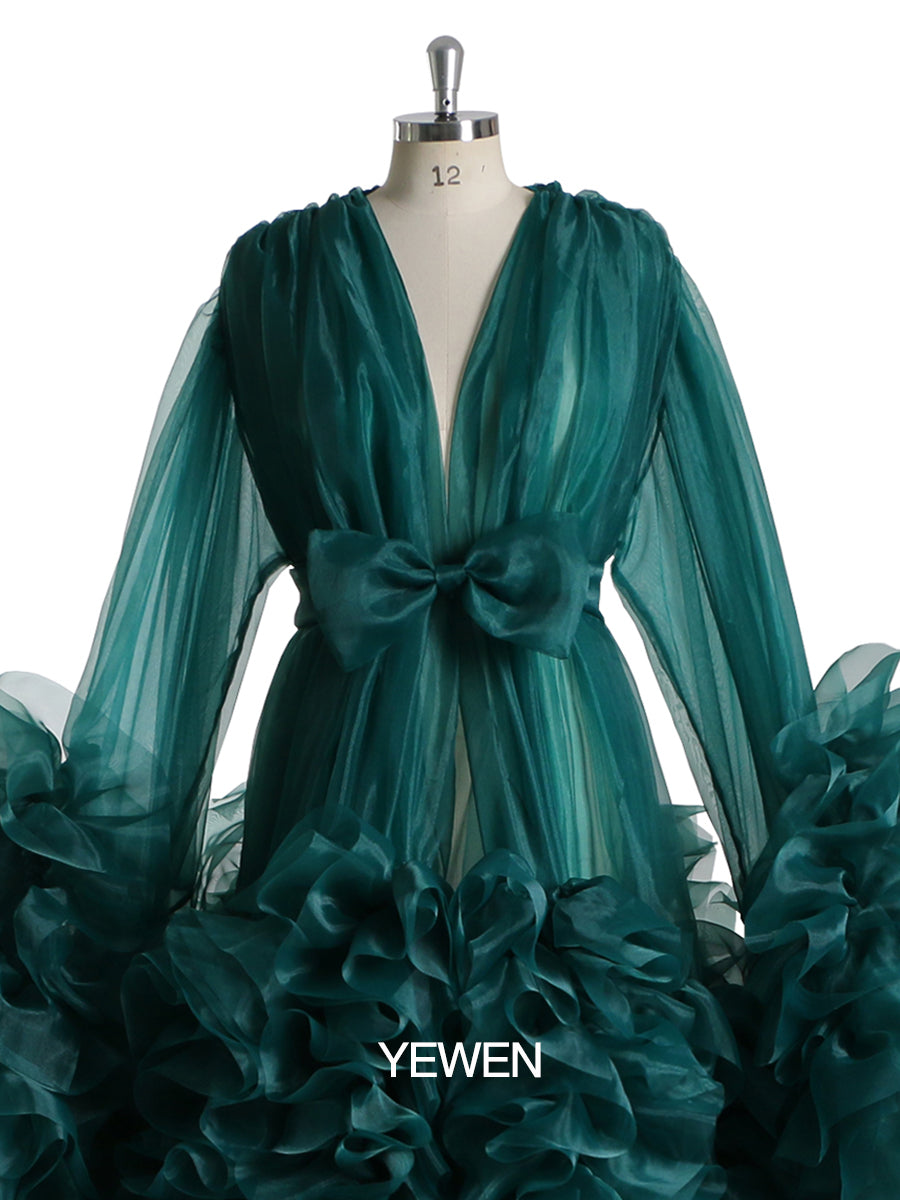 Langärmliges Fotoshooting-Kleid mit Rüschen für Damen, Umstands-Fotoshooting-Kleid YW240091
