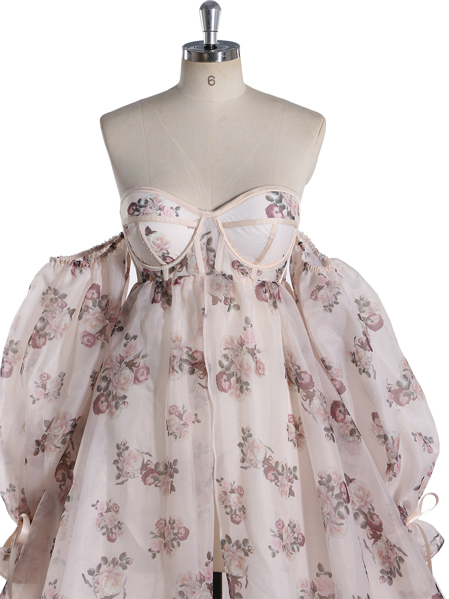 Neues Umstands-Fotoshooting-Kleid aus Organza mit Blumenmuster YW240058 