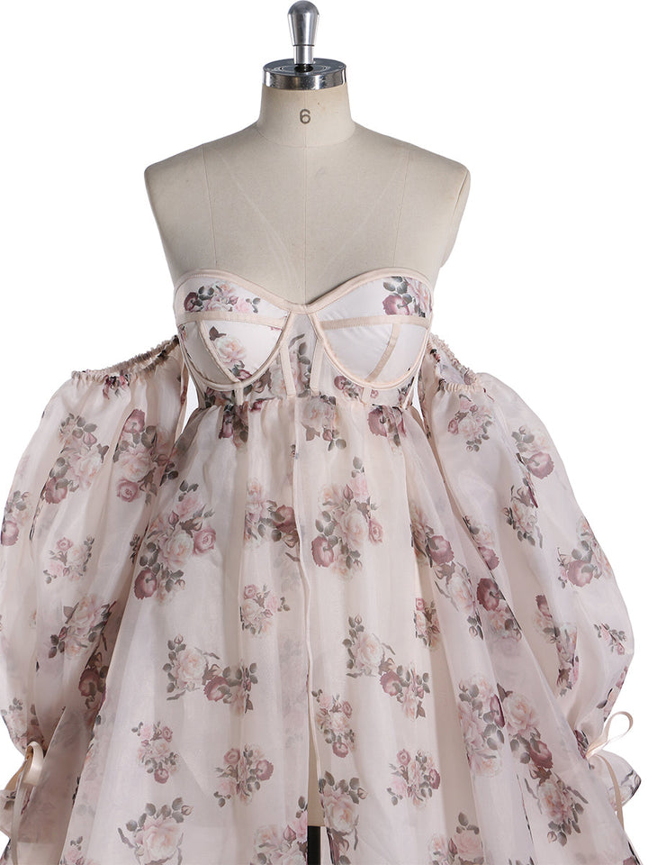 Neues Umstands-Fotoshooting-Kleid aus Organza mit Blumenmuster YW240058 
