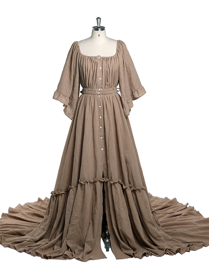 Abendkleider mit ausgestellten Ärmeln und Stretch-Ausschnitt, Fotografie-Kleid, Babyparty-Kleid für Schwangere, YEWEN 2021 YD21829