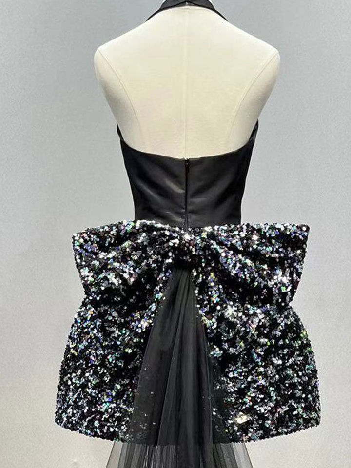 Wunderschönes kurzes schwarzes Ballkleid mit V-Ausschnitt für Mädchen, Partykleider YE3027 