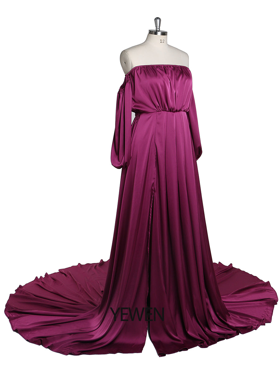 Schulterfreies Umstandsabendkleid Lang Schwangere Frauen Ausgefallene Schwangerschaft Elegence Maxikleid Fotoshooting Kleider YD211103 
