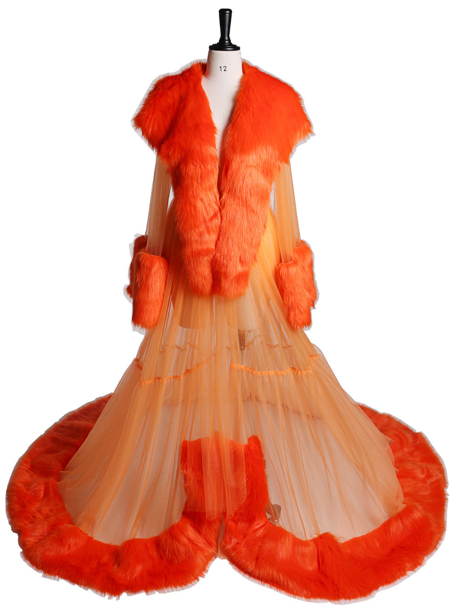 Schwarzes Pelz V-Ausschnitt Langes Umstandskleid für Fotoshooting Fotografie Schwangere Abendkleid 