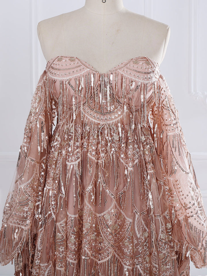 Strapless Sweetheart, Bling Sequins Dress ,Woman Photography , Props Gown