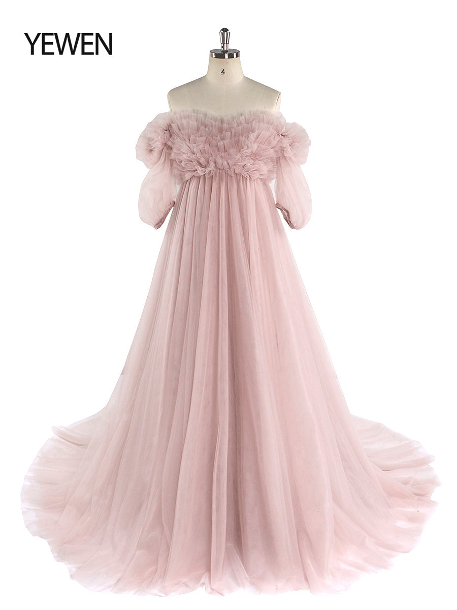 Tüllkleid Staubblaues Kleid Langes Fotoshooting Frau Bunte Hochzeitsgastkleider YW220909 