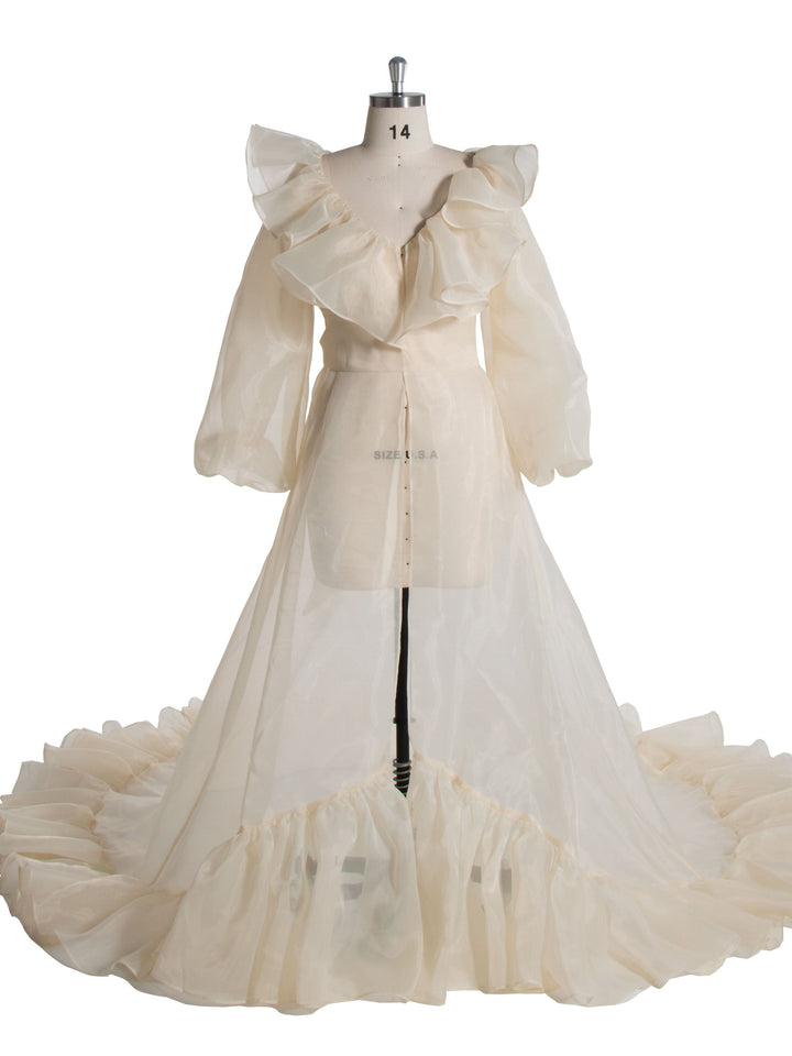cream maternity photoshoot dress