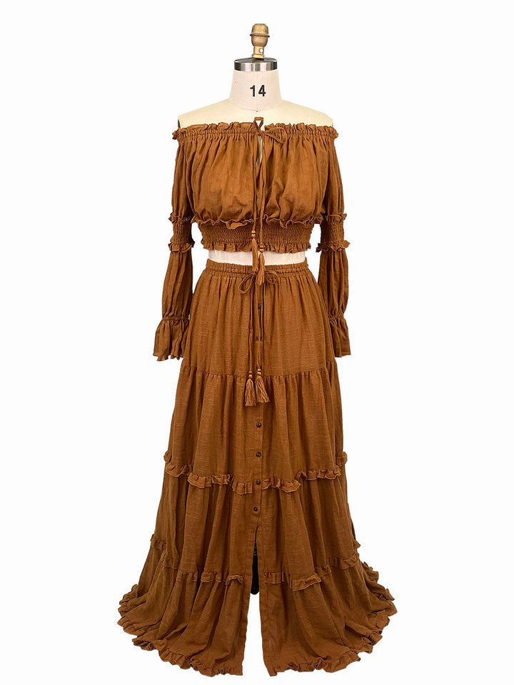 Two Pieces Set Dress , Adjustable Waist ,Woman Boho Photo Shoot Dresses