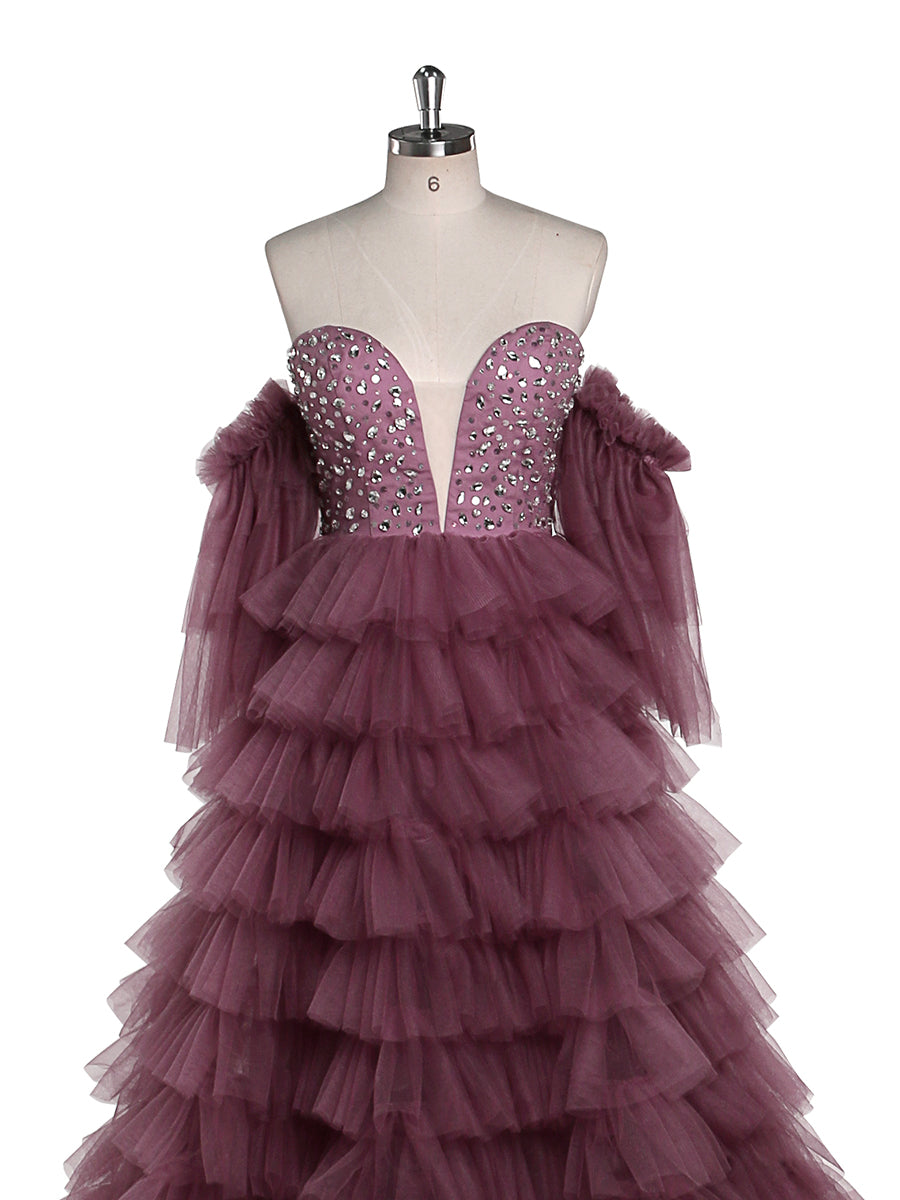 Kristall Perlen Tüll Tiered Lange Bunte Brautkleid Fotografie Kleider YW220705