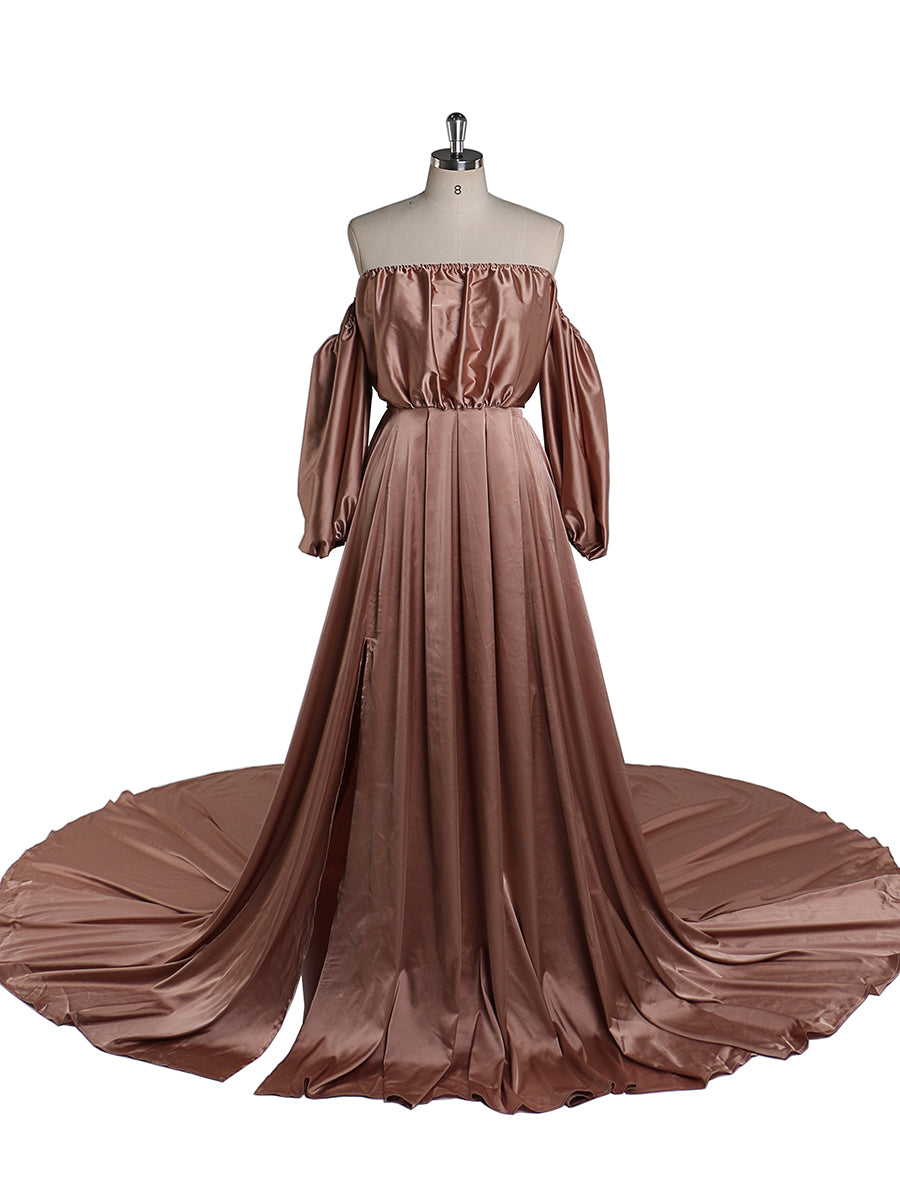 Schulterfreies Umstandsabendkleid Lang Schwangere Frauen Ausgefallene Schwangerschaft Elegence Maxikleid Fotoshooting Kleider YD211103 