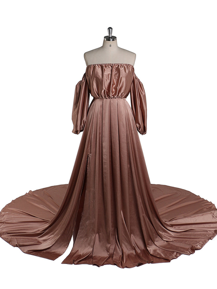 Schulterfreies Umstandsabendkleid Lang Schwangere Frauen Ausgefallene Schwangerschaft Elegence Maxikleid Fotoshooting Kleider YD211103 
