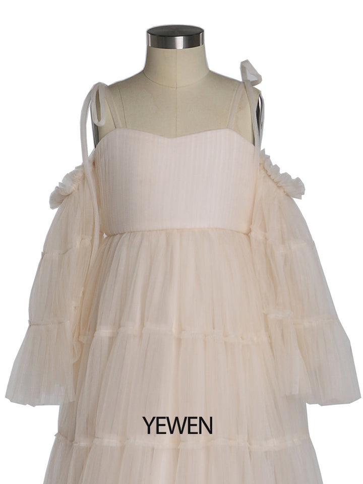 Tüll Plissee Mädchen Kleid für Foto Shooting Kinder Party Ballkleid Blumenmädchen Kleider Kinder Party Kleid für Hochzeit YEWEN YW211230 