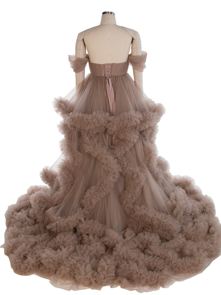 Schulterfreies Umstandskleid für Fotoshootings, Schwangerschaftsfotografie, Robe, Babypartykleid YW220108