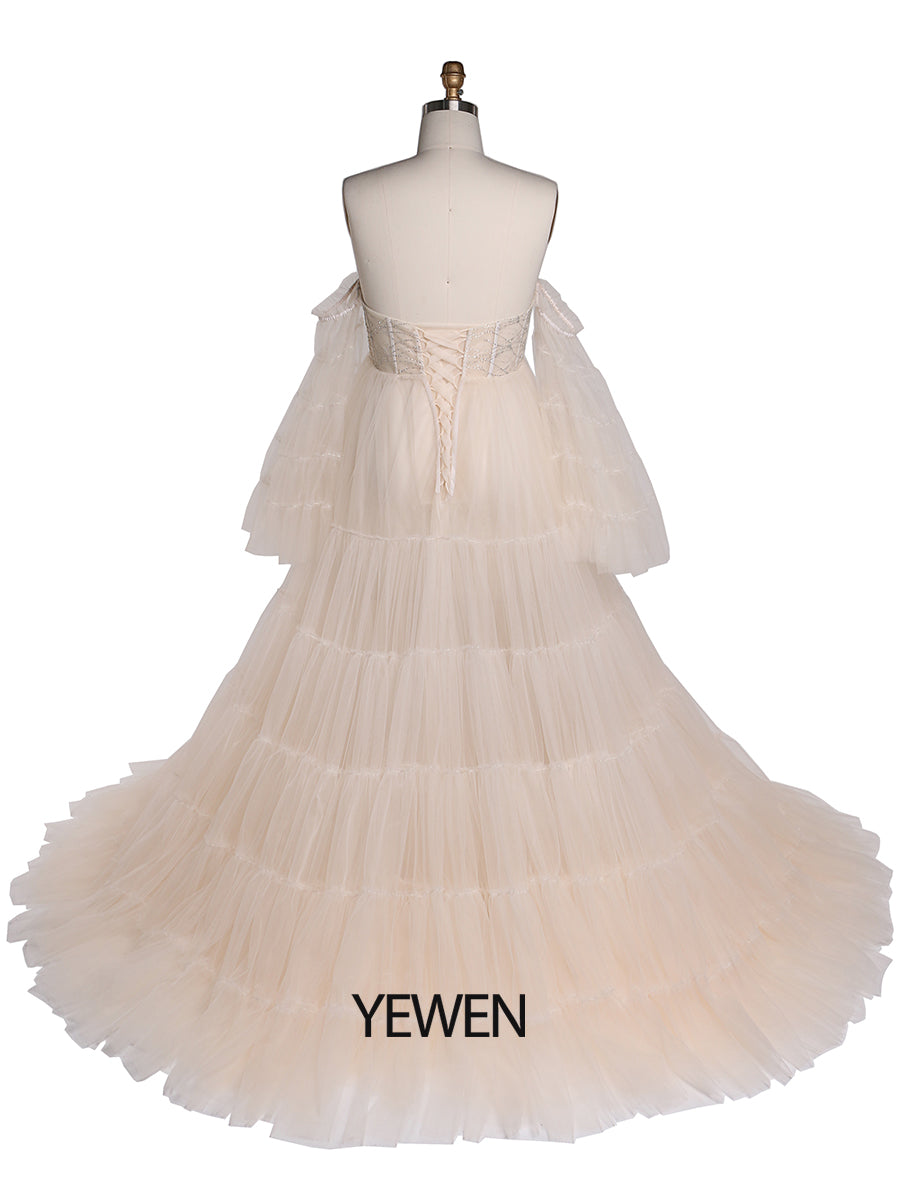 Elegantes Umstandskleid aus Tüll mit Glitzersteinen für die Fotografie, Fotoshooting-Kleid für Frauen, YW220411 