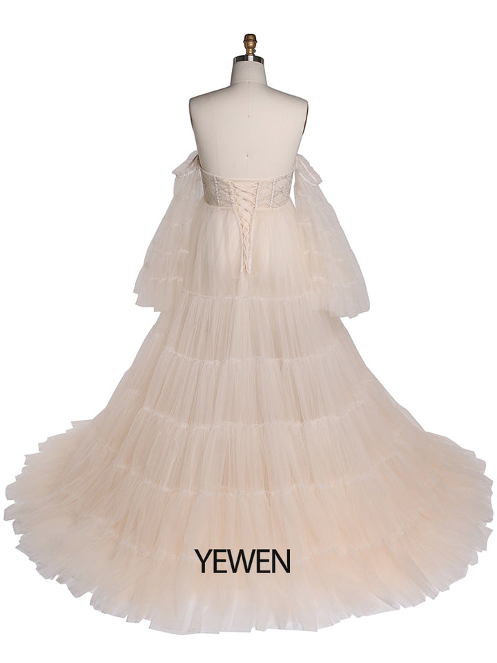 Elegantes Umstandskleid aus Tüll mit Glitzersteinen für die Fotografie, Fotoshooting-Kleid für Frauen, YW220411 