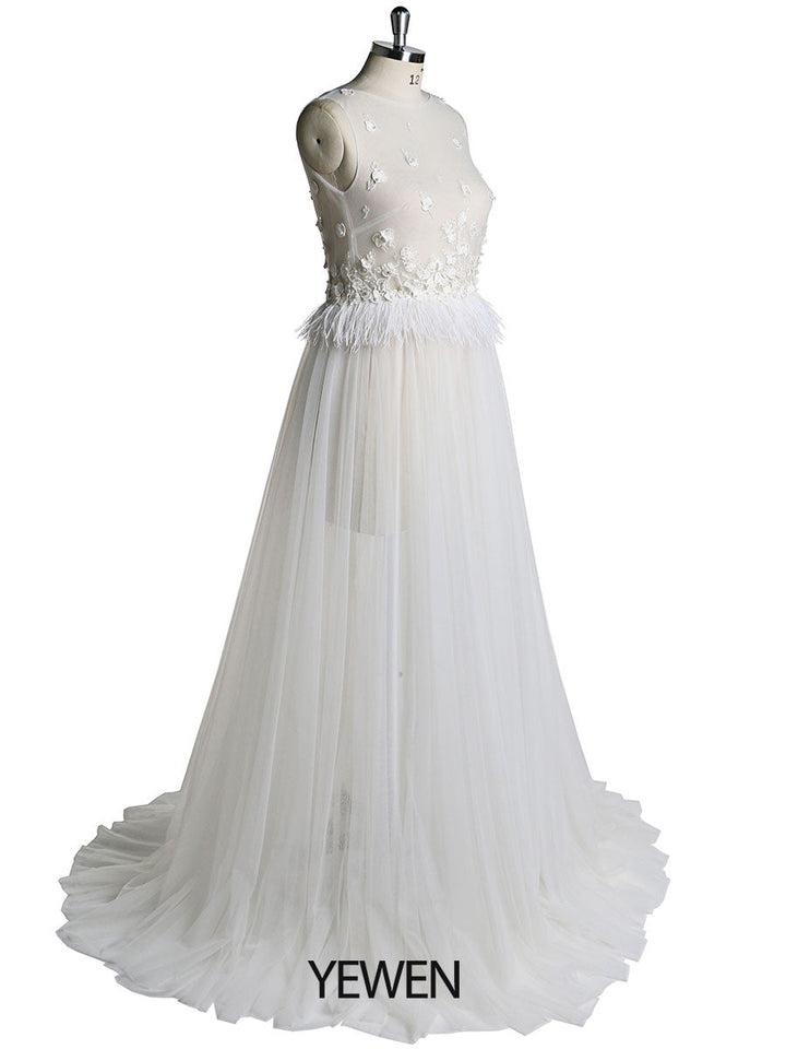 Elegantes ärmelloses sexy Tüll-Fotoshooting-Kleid mit Schlitz, Maxi-Brautkleid, Umstandskleid