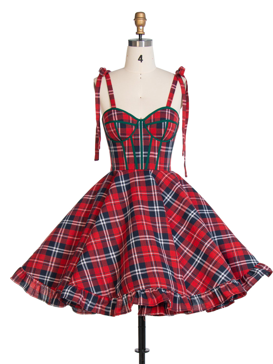 Vintage Weihnachten Plaid Kleid A-Linie Party Tartan Kleider YW243106 