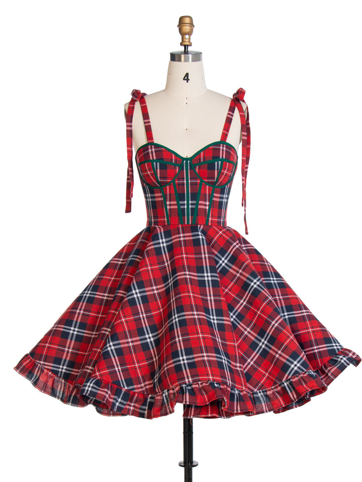 Vintage Weihnachten Plaid Kleid A-Linie Party Tartan Kleider YW243106 