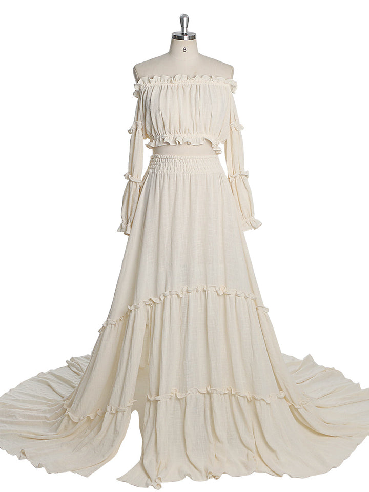 Boho-Stil 2-teiliges Set Damenkleid mit elastischer Taille, ausgefallene Fotografie-Requisiten, Foto-Shooting-Kleider, YEWEN YW220912