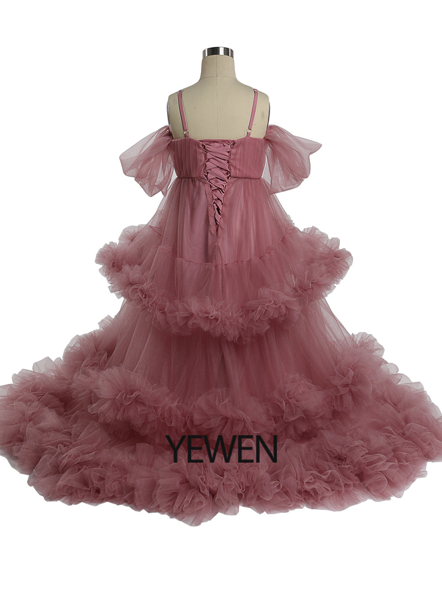 Wolke Rüschen Blumenmädchen Kleider für Hochzeiten Geburtstagsfeier Kinder Foto-Shooting Kleid Baby-Dusche YEWEN YW21016 