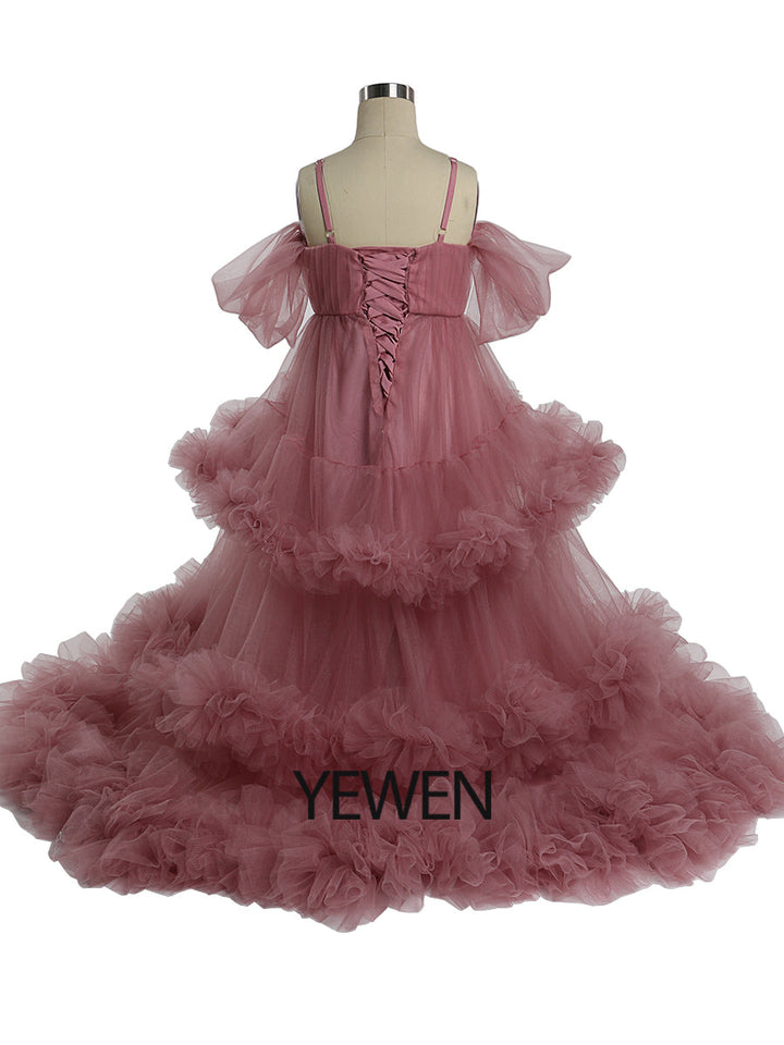 Wolke Rüschen Blumenmädchen Kleider für Hochzeiten Geburtstagsfeier Kinder Foto-Shooting Kleid Baby-Dusche YEWEN YW21016 