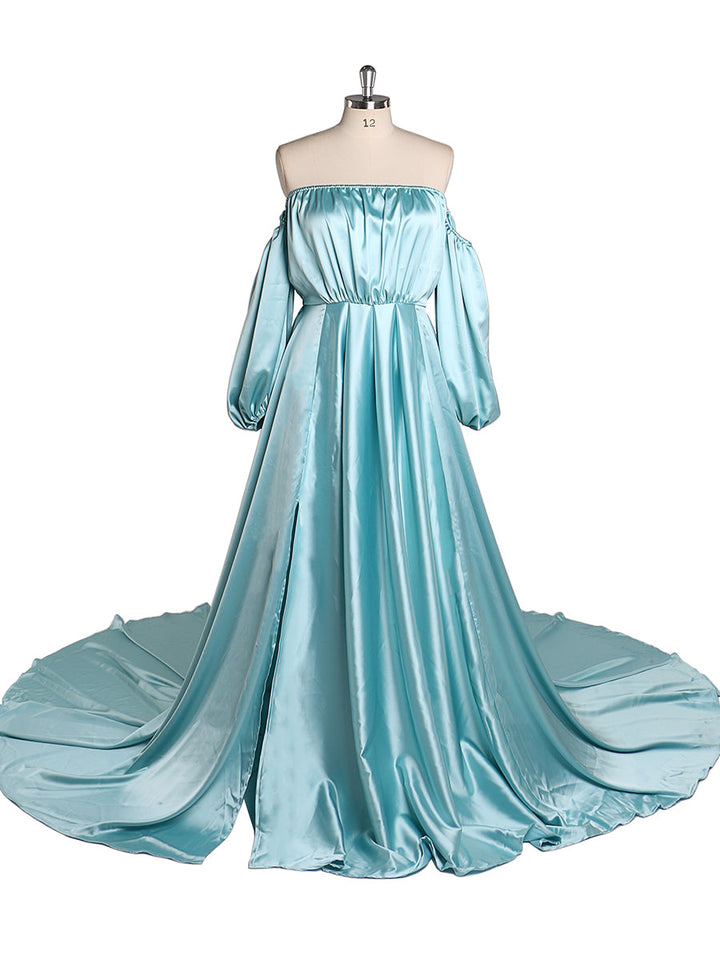 Schulterfreies Umstandsabendkleid Lang Schwangere Frauen Ausgefallene Schwangerschaft Elegence Maxikleid Fotoshooting Kleider YD211103 