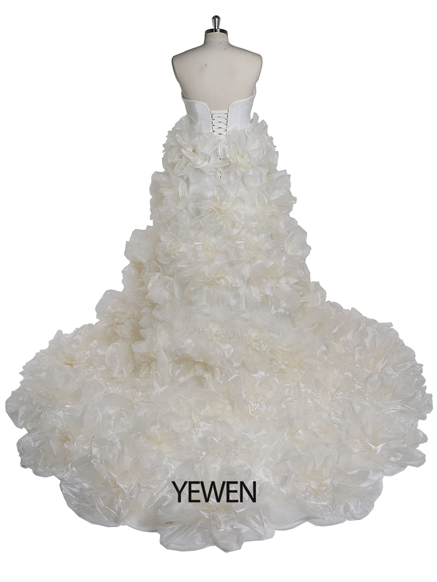 Trägerloses Organza-Umstandskleid mit 3D-Blumen für Fotoshootings, Babyparty, Fotografie-Kleider YW220308 