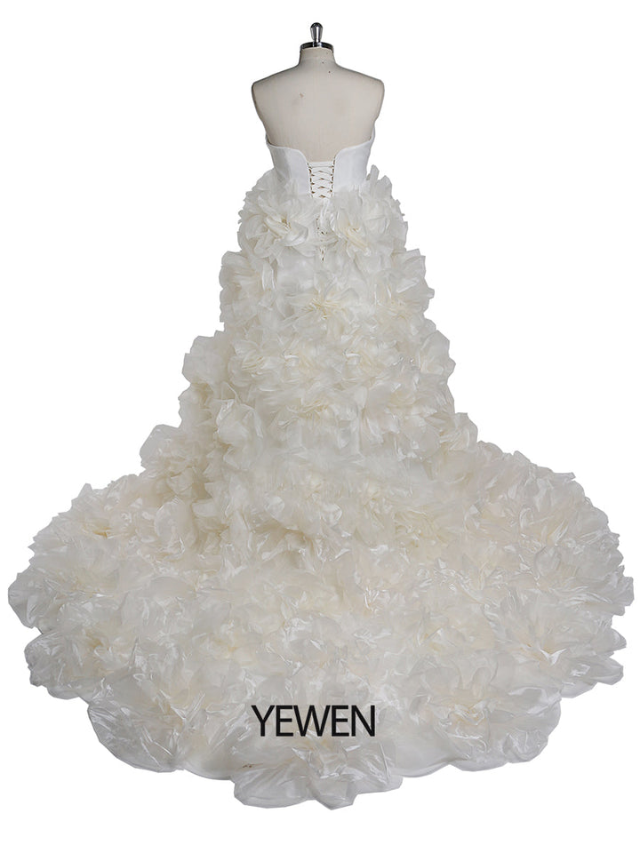 Trägerloses Organza-Umstandskleid mit 3D-Blumen für Fotoshootings, Babyparty, Fotografie-Kleider YW220308 