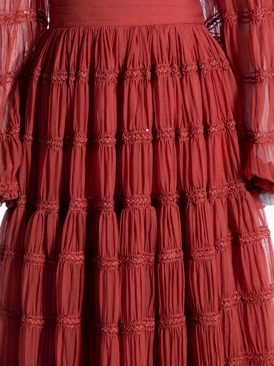Chiffon-Fotoshooting-Kleid mit langen Ärmeln, Bohemian-Stil, Strand, Hochzeits-Partykleider, YEWEN YW231025 