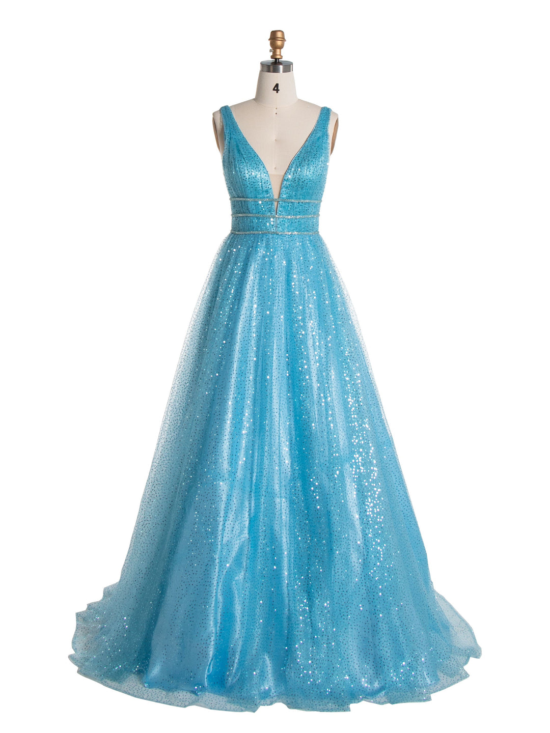A line , V Neck ,Long Sequin , Prom Dress 