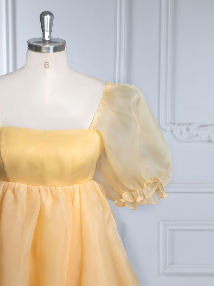 Gelbes kurzes Mini-Partykleid, elegante Homecoming-Cocktailkleider YW243161