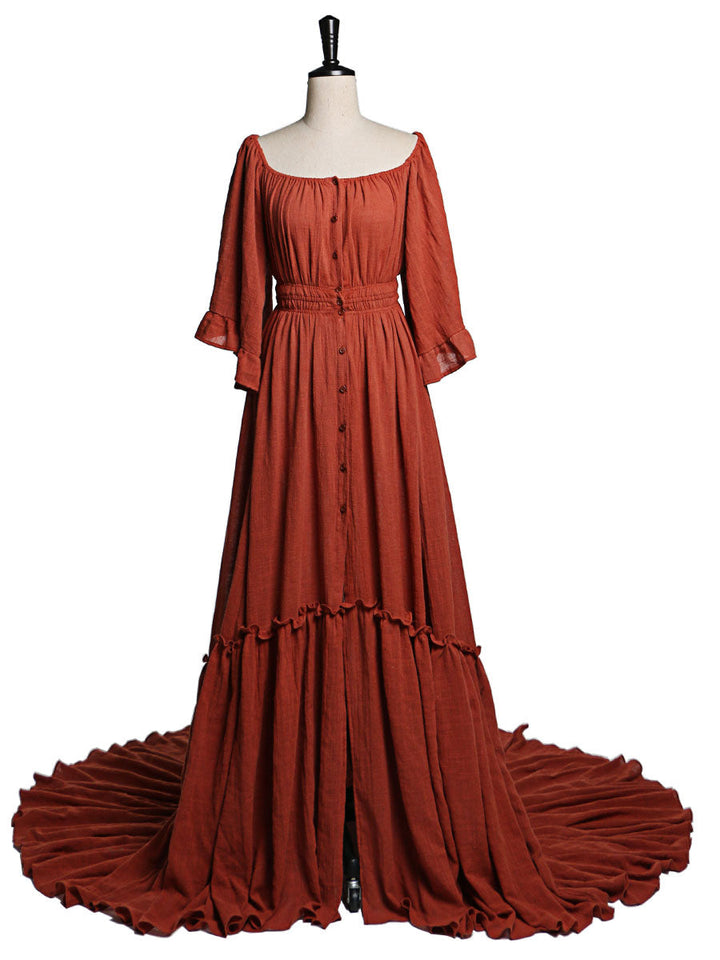 Abendkleider mit ausgestellten Ärmeln und Stretch-Ausschnitt, Fotografie-Kleid, Babyparty-Kleid für Schwangere, YEWEN 2021 YD21829